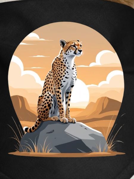 Cheetah in desert sunset