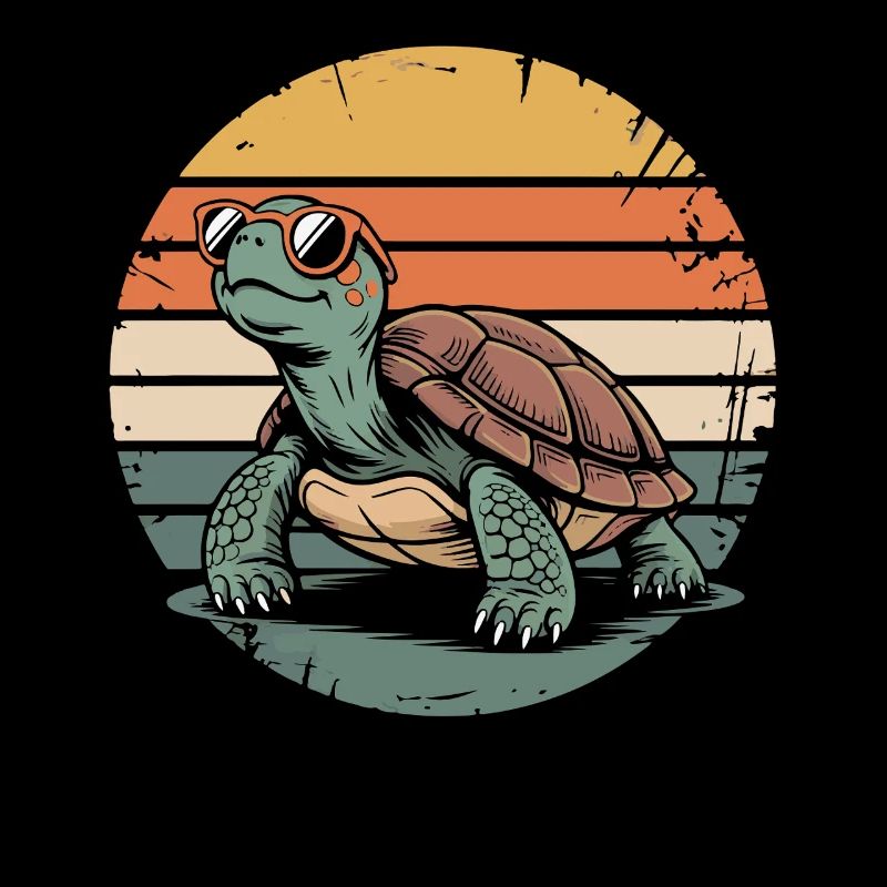 Retro Sunset Turtle