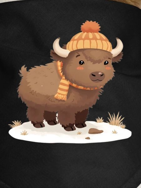 Winter bison with cap