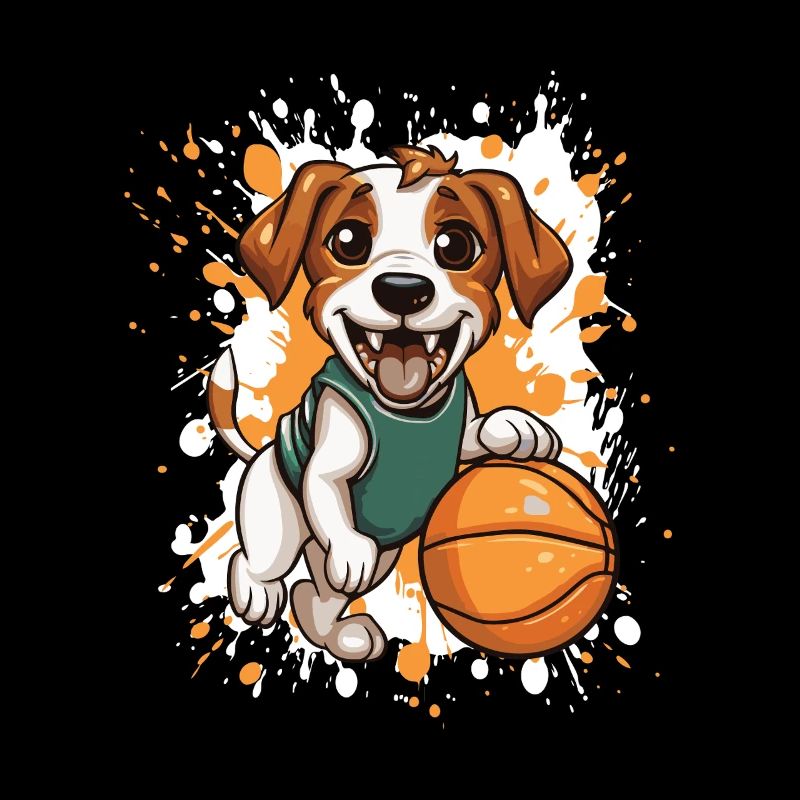Le chien de basket dans le saut