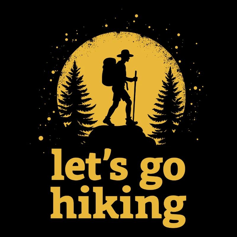 Let's go hiking mountaineer hiker silhouette