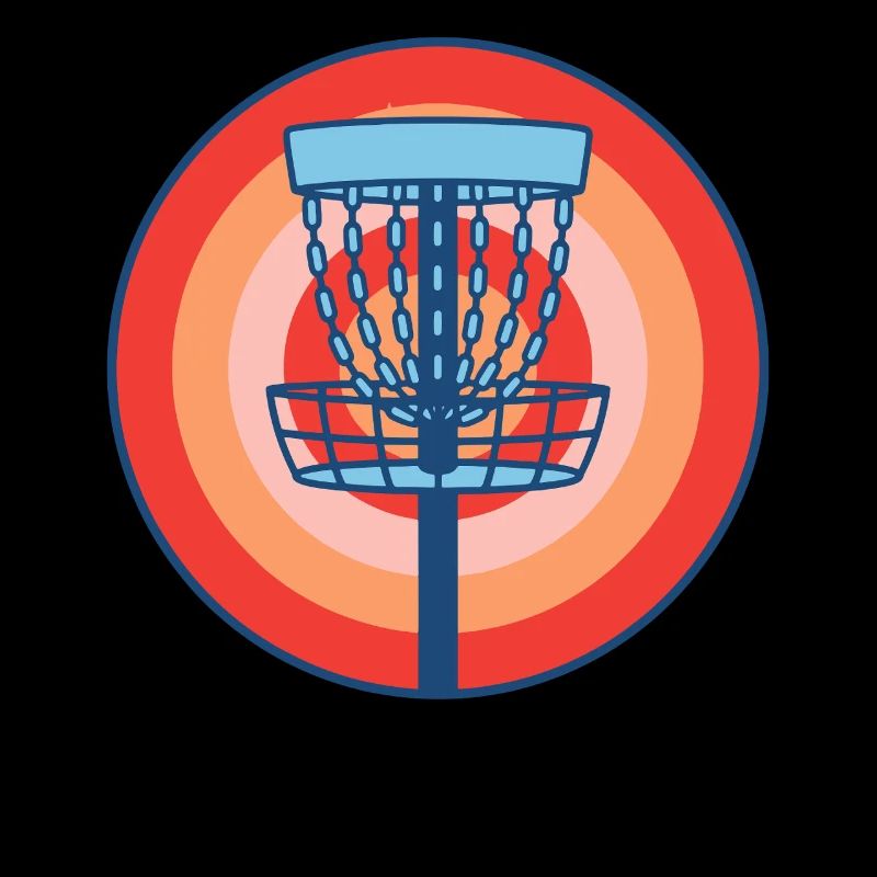 Disc Golf Basket Scène rétro du disc golf volant