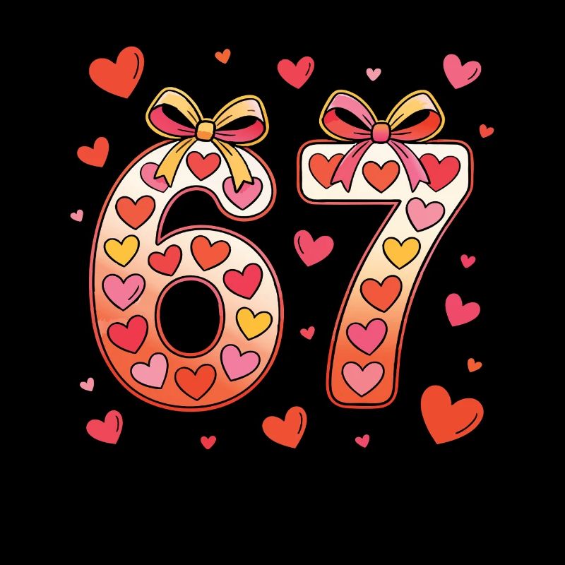 Conception du nœud en forme de cœur de 67 anniversaires