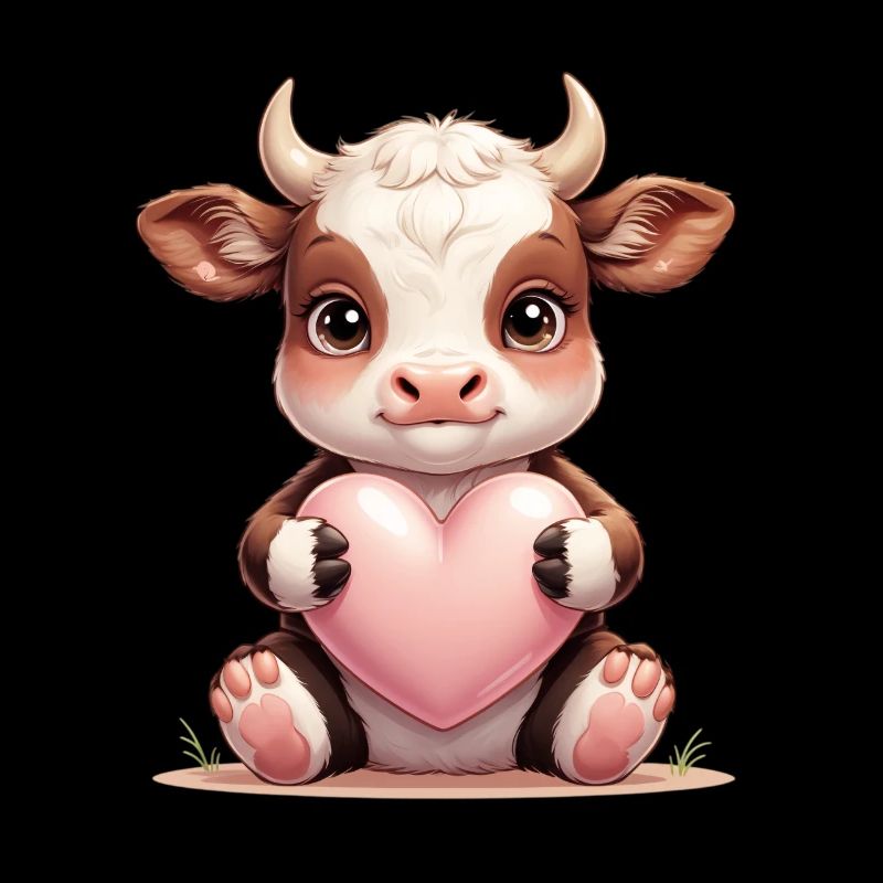 Bébé vache avec du cœur