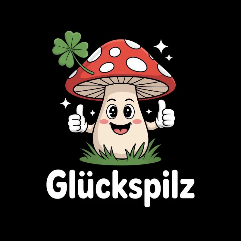 Champignon chanceux drôle avec trèfle