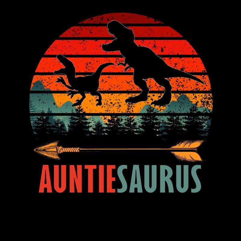 Auntiesaurus Dinosaurier Aunt Retro Sunset