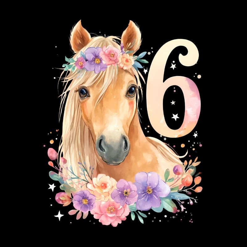 Geburtstag 6 Pferd Mädchen Sechs 6 Jahre alt