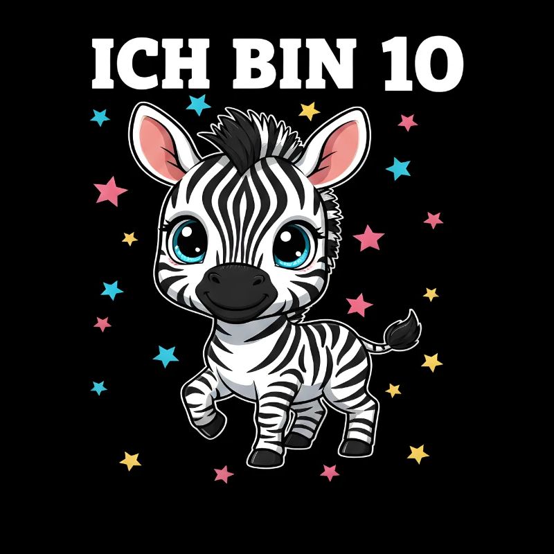 Ich bin 10 - Süßes Zebra zum 10. Geburtstag