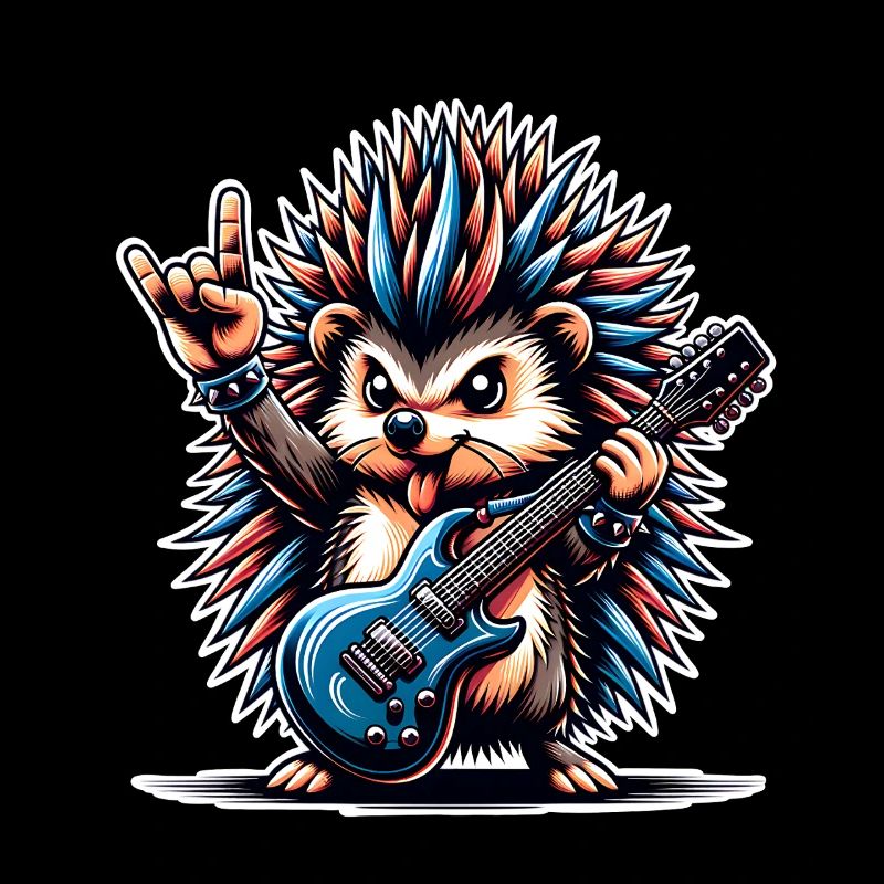 Guitare électrique Hérisson Guitariste Rock N Roll