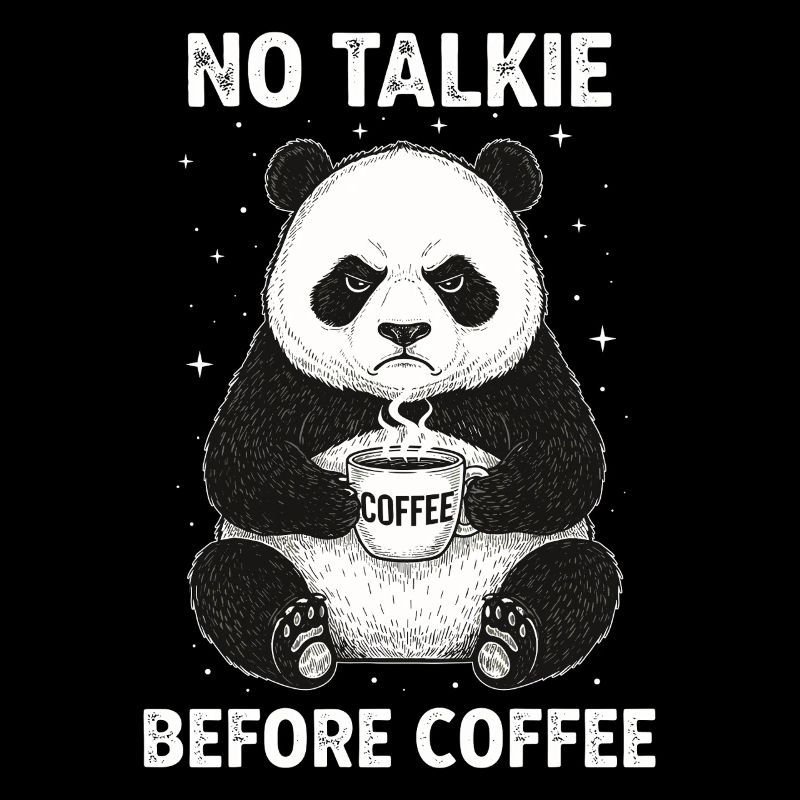 Pas de conversation devant un panda amateur de café