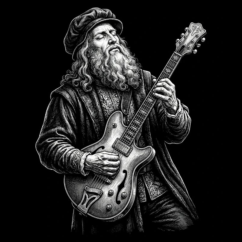Leonardo Da Vinci joue de la guitare
