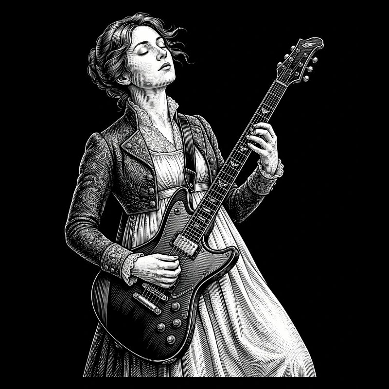 Jane Austen plays guitar