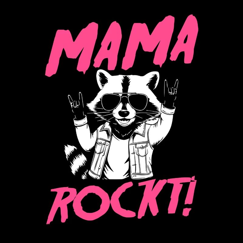 Waschbär Mutter Coole Rocker Mama