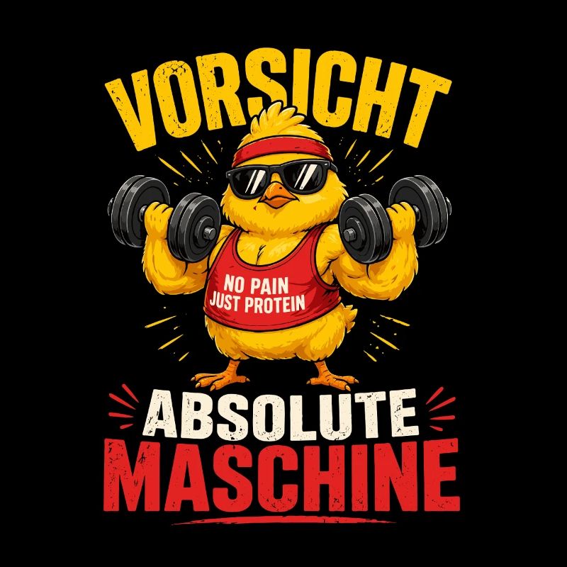 Caution Absolute Machine No Pain Just Protein