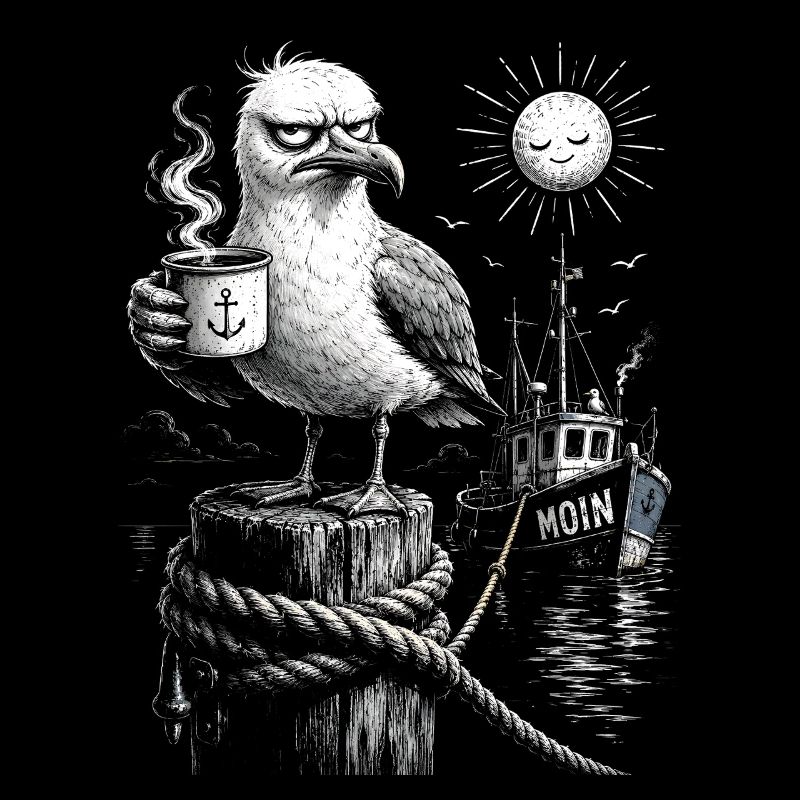 MOIN – Grummeliges Möwe mit Kaffee