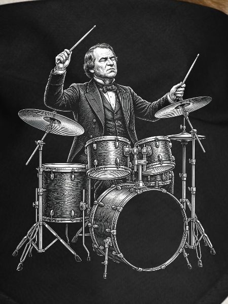 Andrew Johnson plays drums