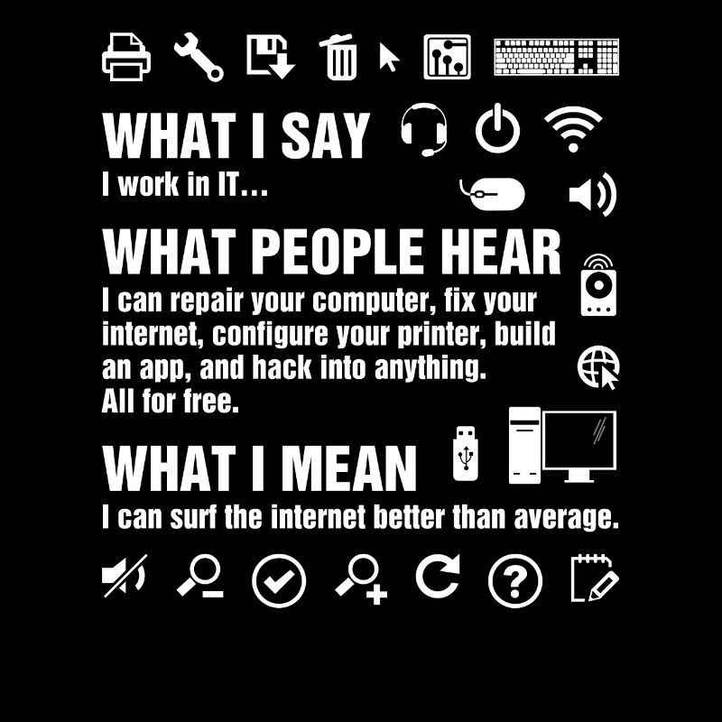 I Work In IT Funny Computer Whisperer Geek IT Prof