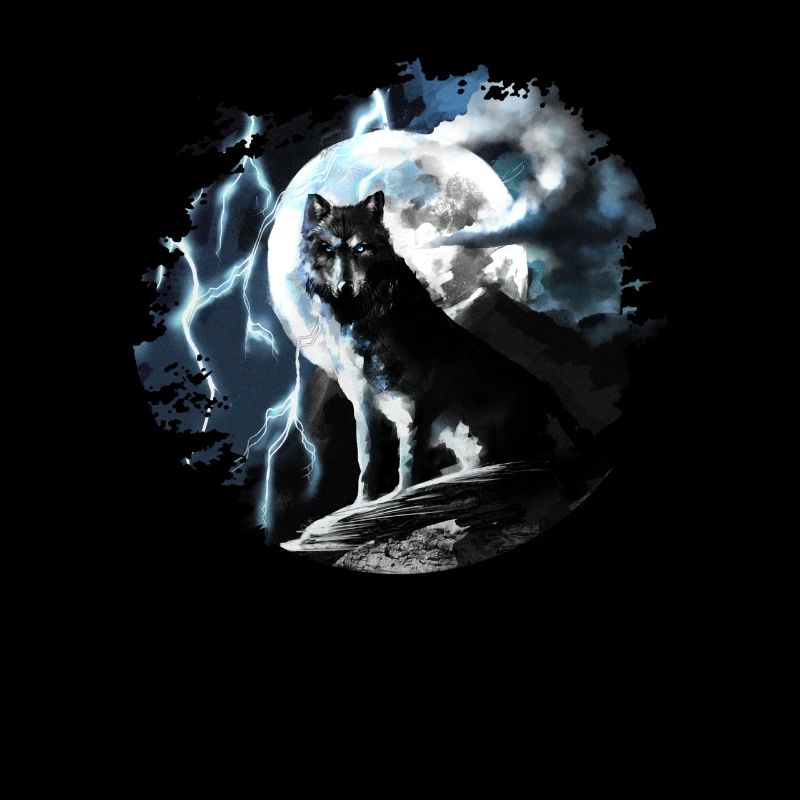 Wolf sits howling in the full moon at night