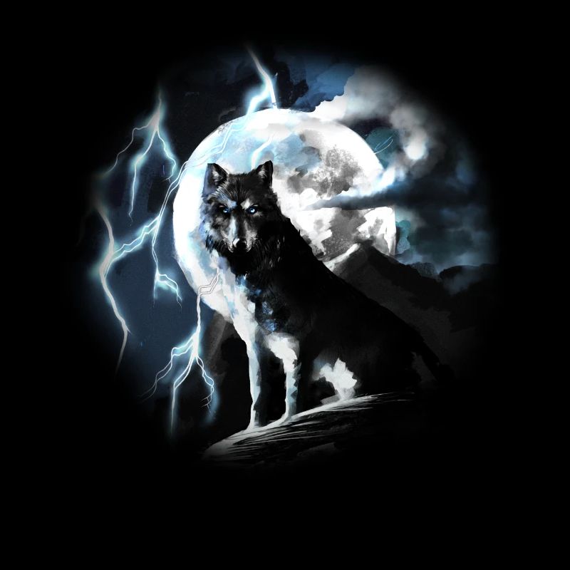 Wolf sits howling in the full moon at night