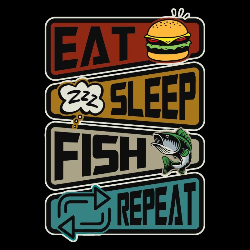 Drôle de pêche Manger Dormir Poisson Répéter La pêche