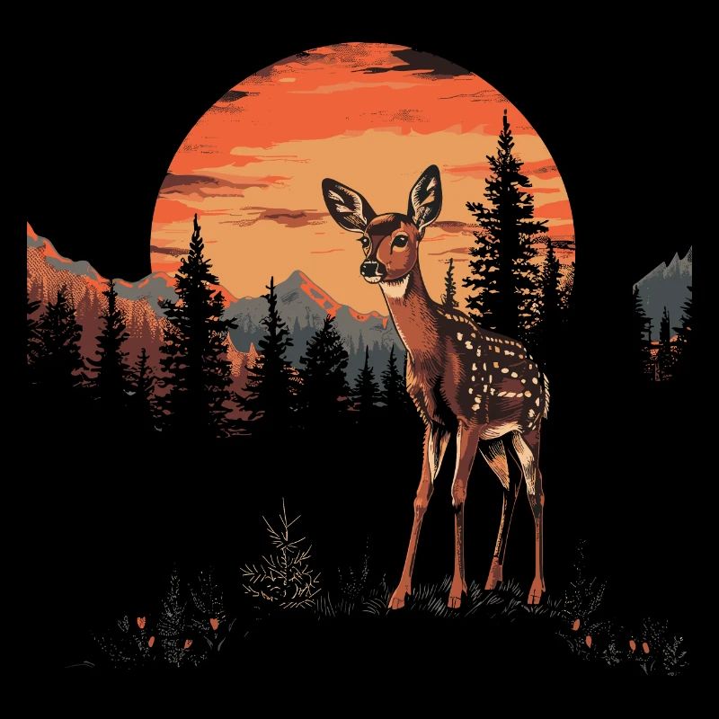 Fawn Deer Forest Deer Nature Sunset