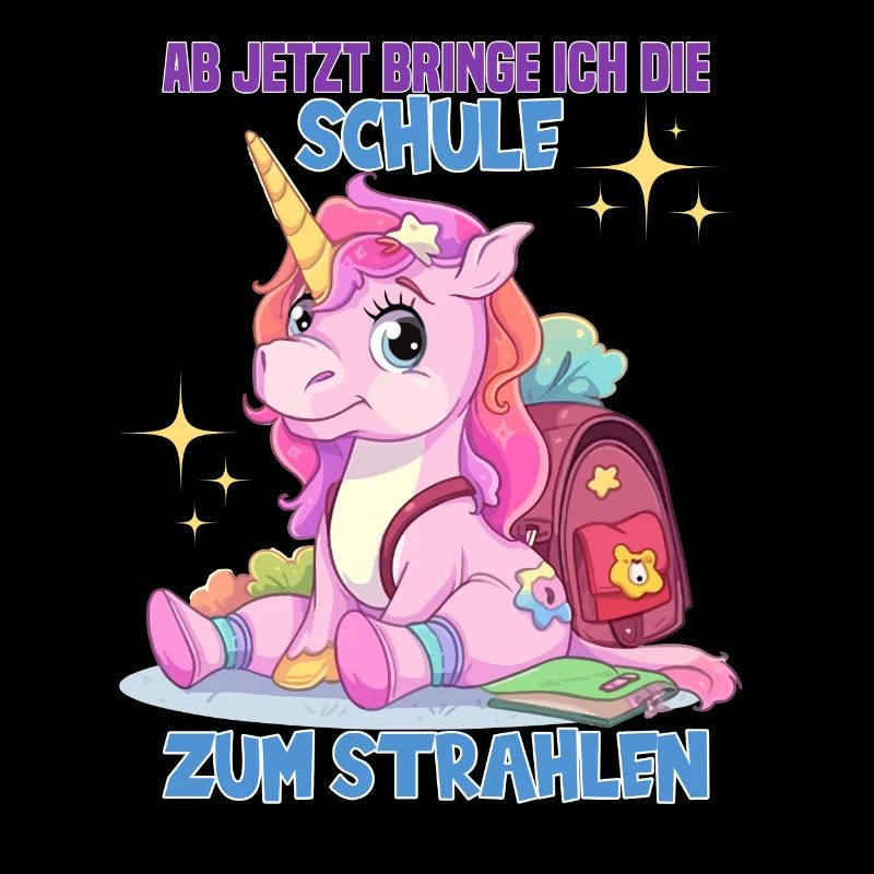 Schulkind Mädchen Einhorn Zur Einschulung