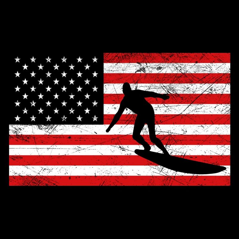Surf et drapeau des États-Unis