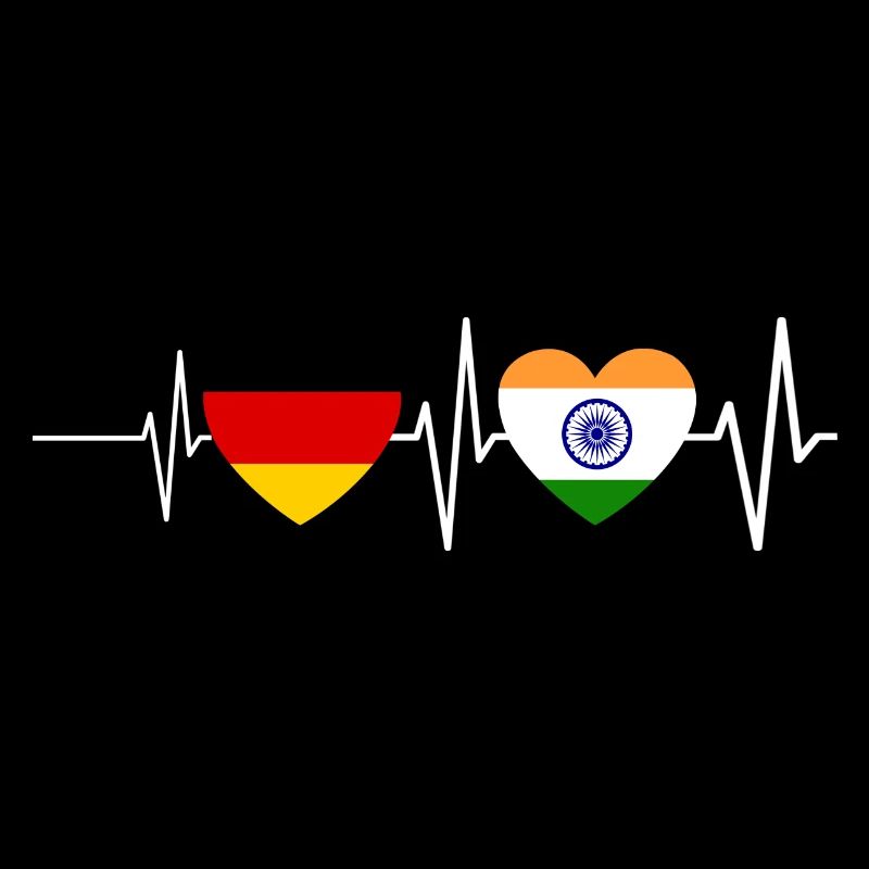 Germany India Heartbeat Indian Flag Inde