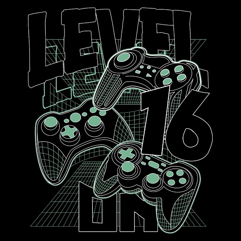 Level Up Retro-Controller Grafik 16. Geburtstag