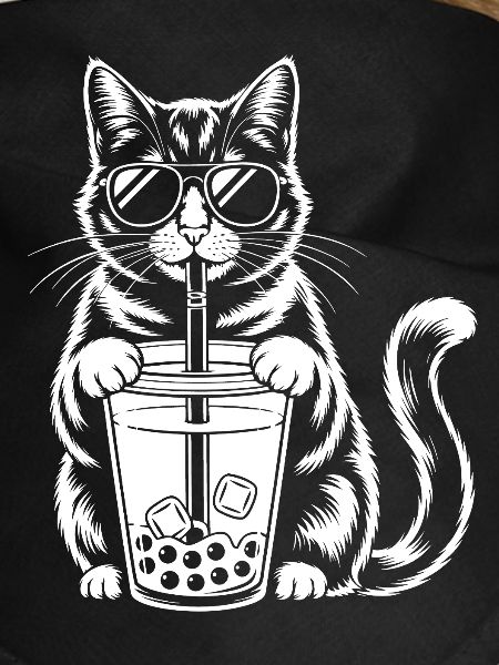 Katze mit Bubble Tee