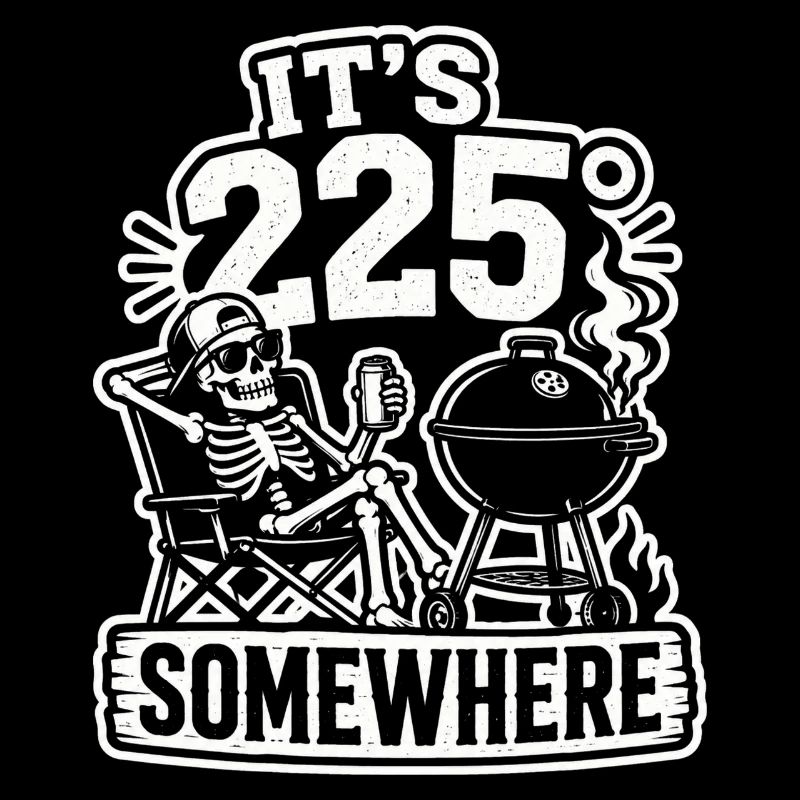 It's 225° Somewhere BBQ Grill Skeleton