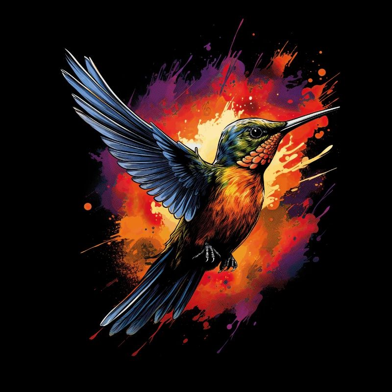 Colibri oeuvre coloré amant d’oiseaux