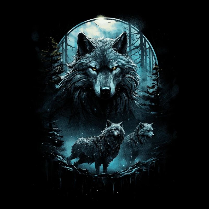 Fantasy Wolves Wolf Moonlight Illustration