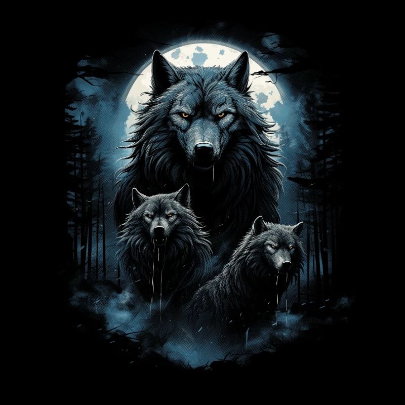 Dunkle Kunst Wolf Wald Mythisch