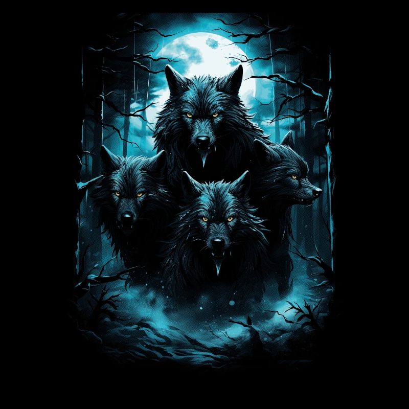 Fantasy Wolves Wolf Moonlight Illustration