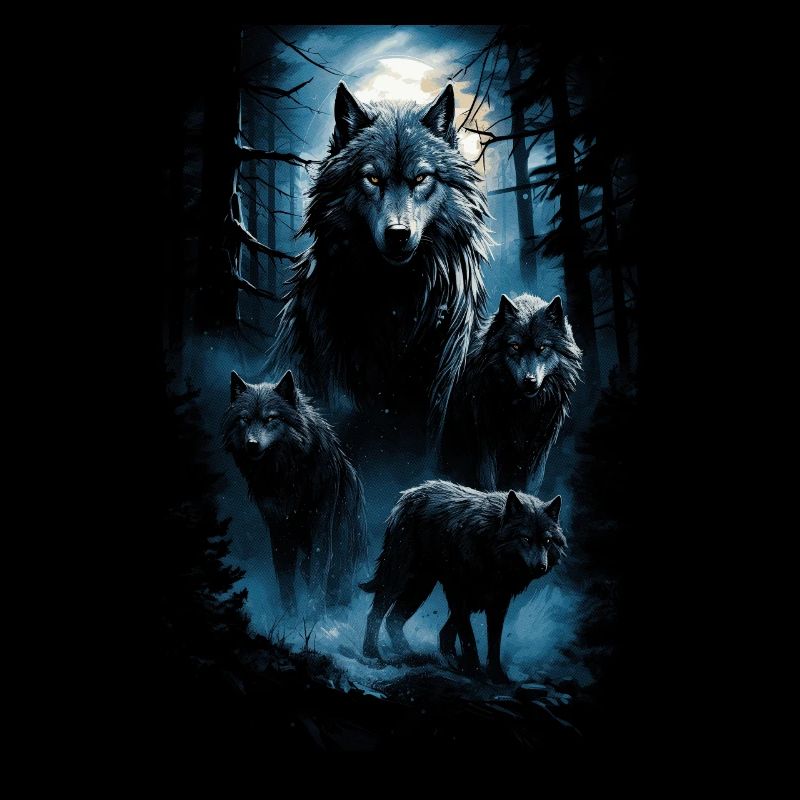 Dunkle Kunst Wolf Wald Mythisch