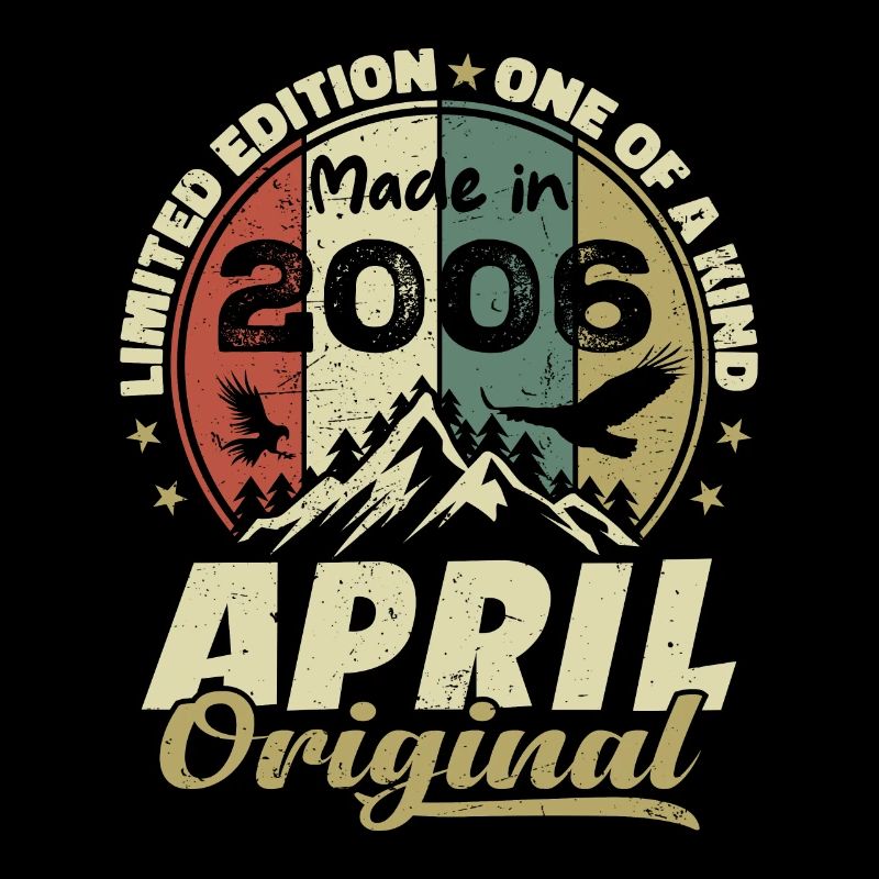 Retro Born In April 2006 Birthday Gift 2006