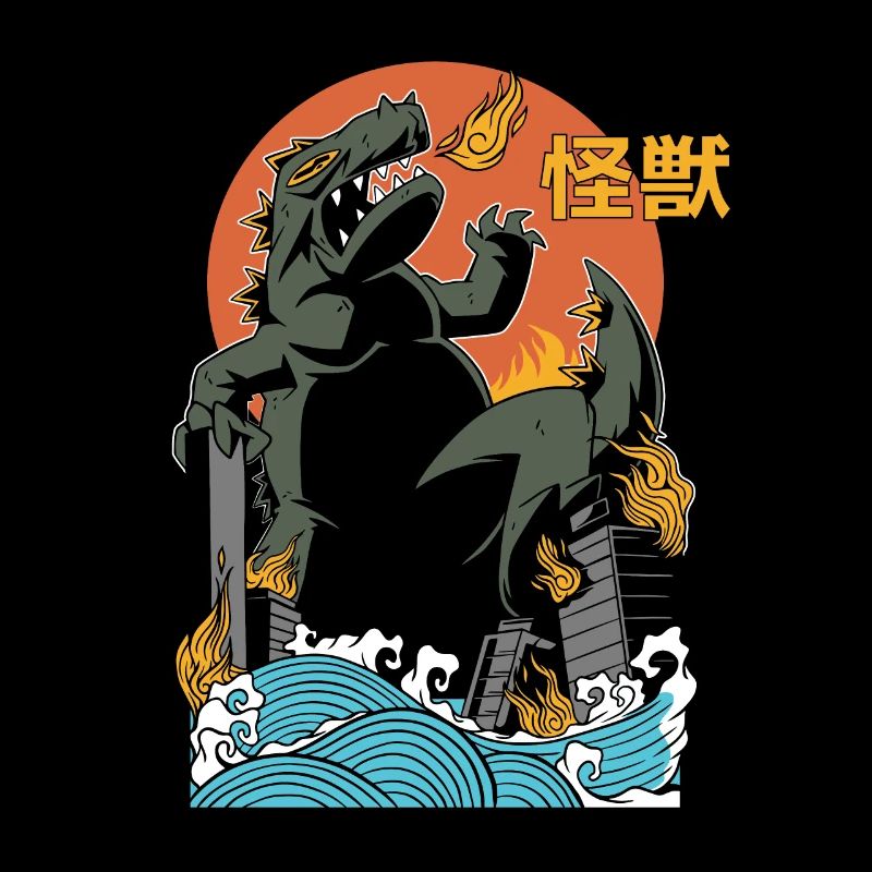 Dinosaure géant Coucher de soleil japonais