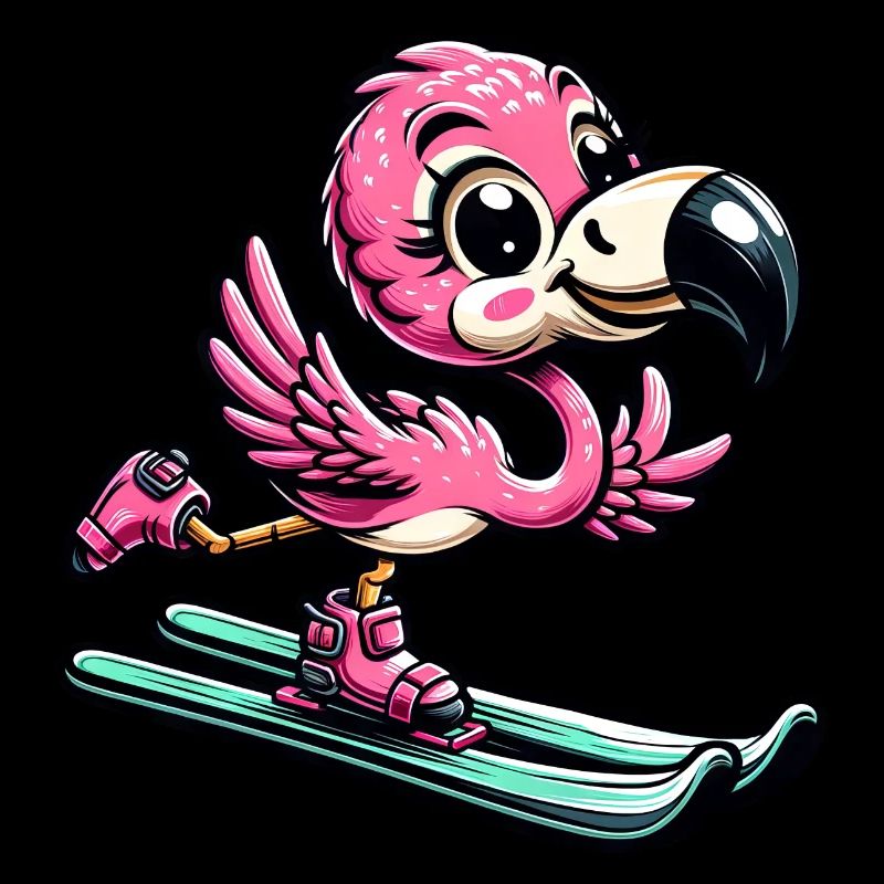 Flamingoski - Comic Skifahrer Urlaub