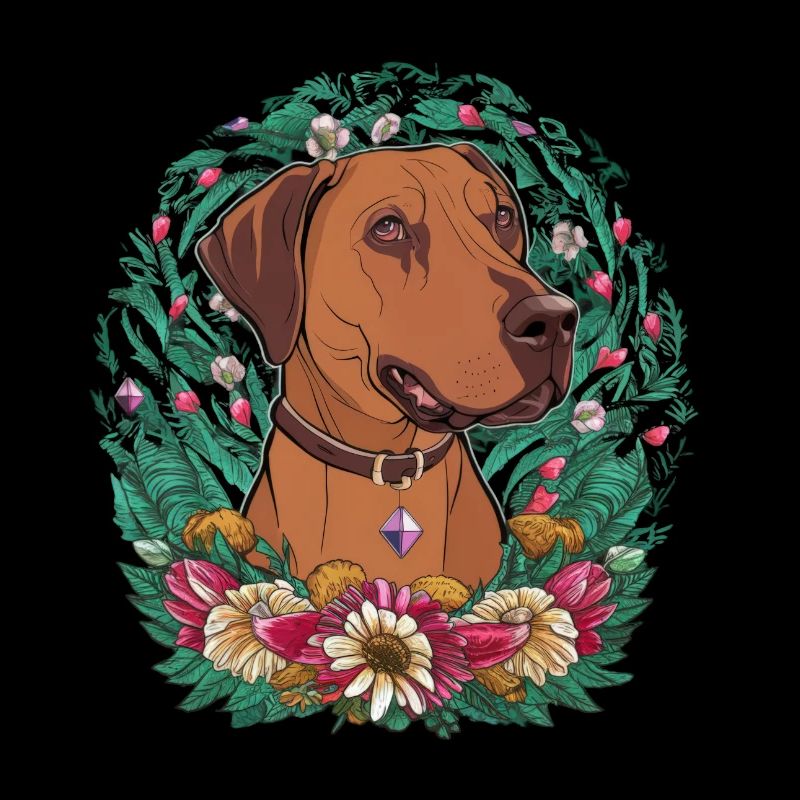 Rhodesian Ridgeback et belles fleurs
