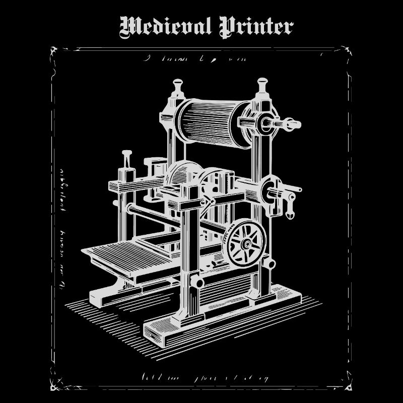 Antique Printer Machine Illustration