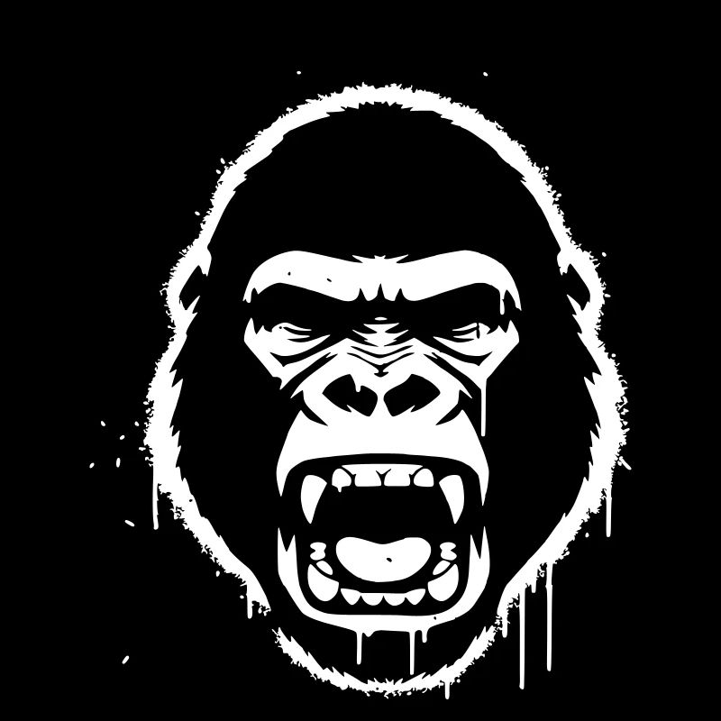Furious Gorilla Stencil Grunge vector_path129