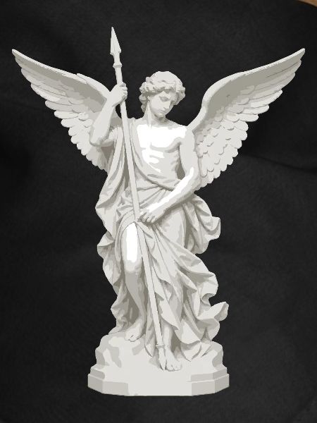 Winged Angel with Spear Illustration