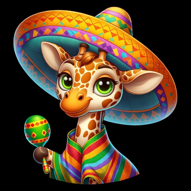 Cinco de Mayo Cute Giraffe with Green Eyes