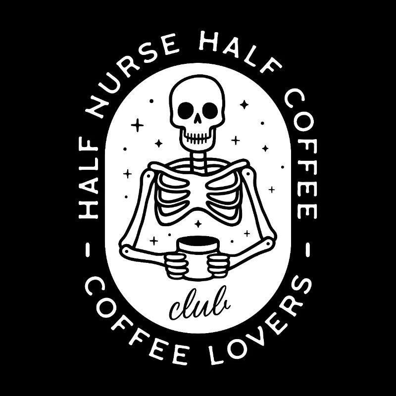 Krankenschwester Kaffee pflegt dunklen Humor-Skelett