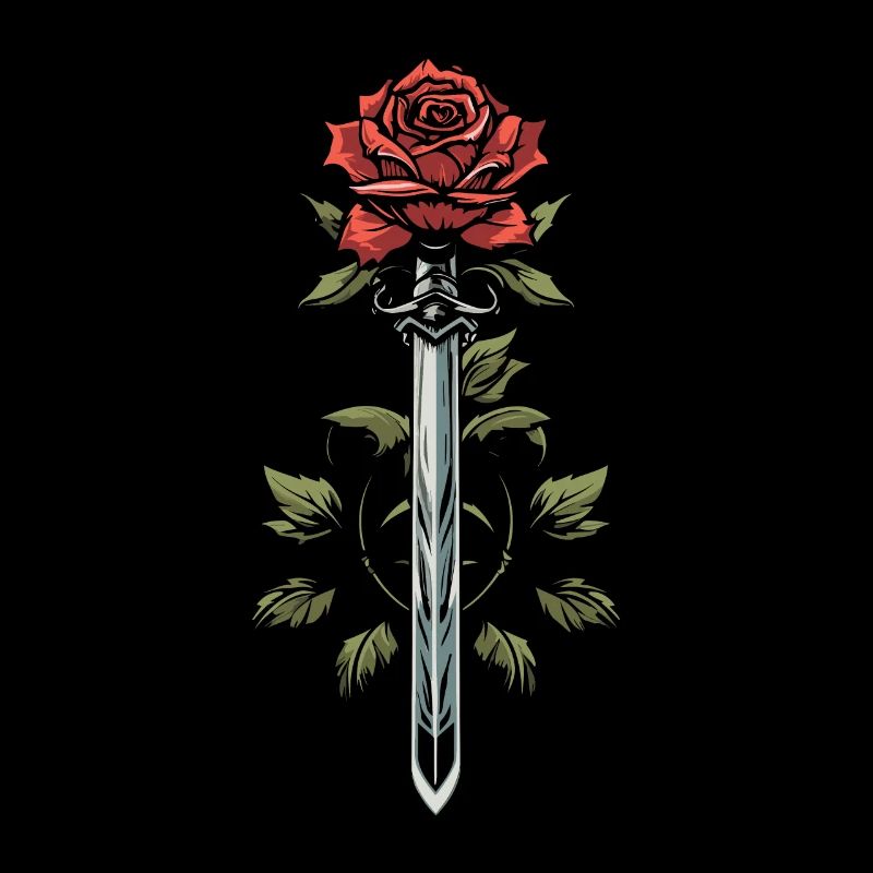 Épée Goth Rose rouge