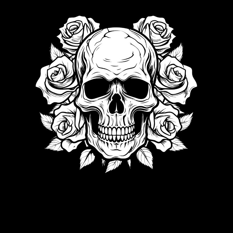 Red Rose Goth Skull