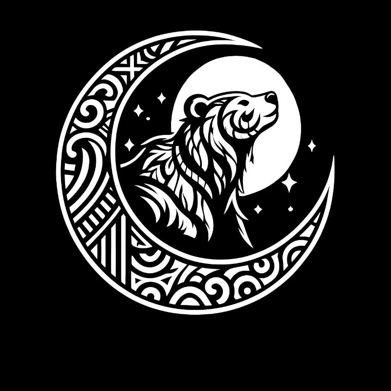 Bear Brown Bear Tribal Moon Phases