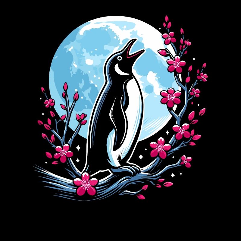 Penguin Japan Cherry Blossom Moon