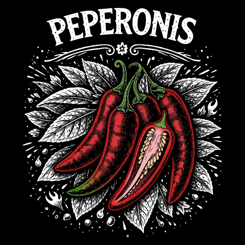 Conception de feuilles brûlantes de pepperoni